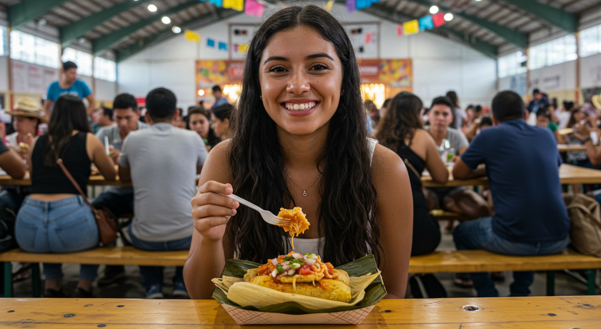 Una mujer esta comiendo