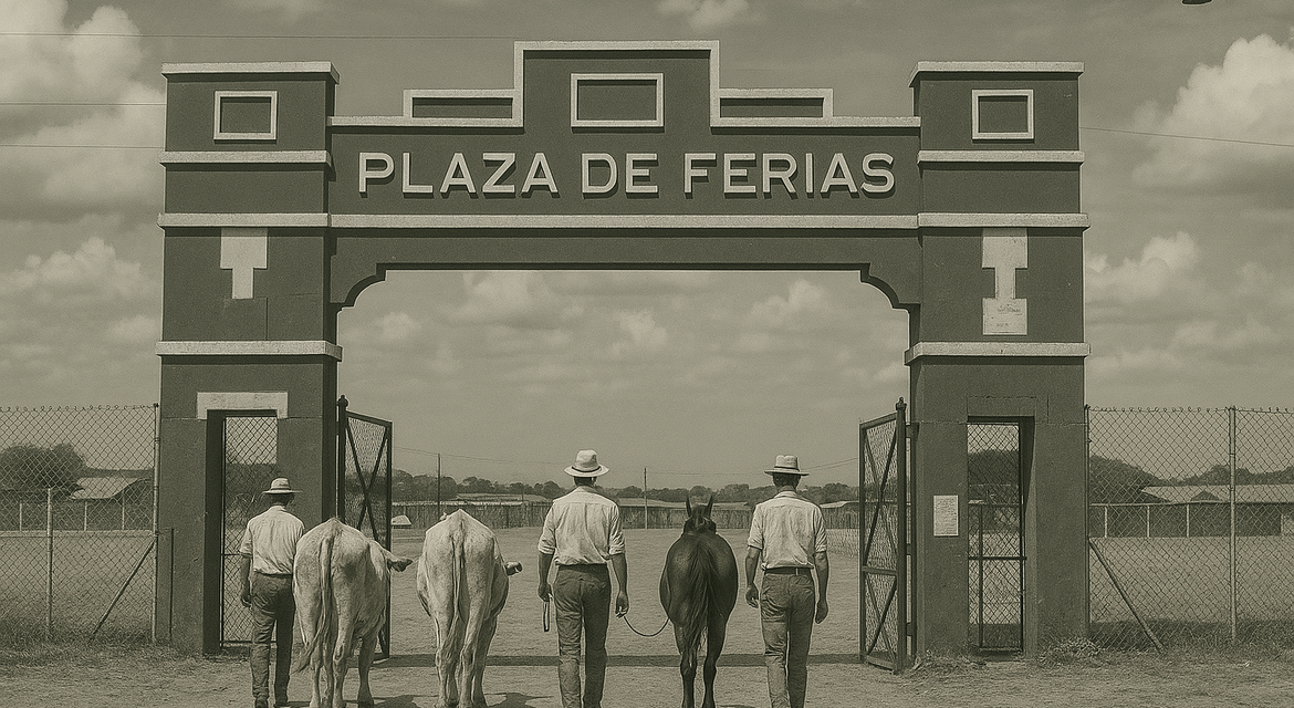 Imagen creado por IA mostrando a ganaderos entrando al Coliseo de Ferias