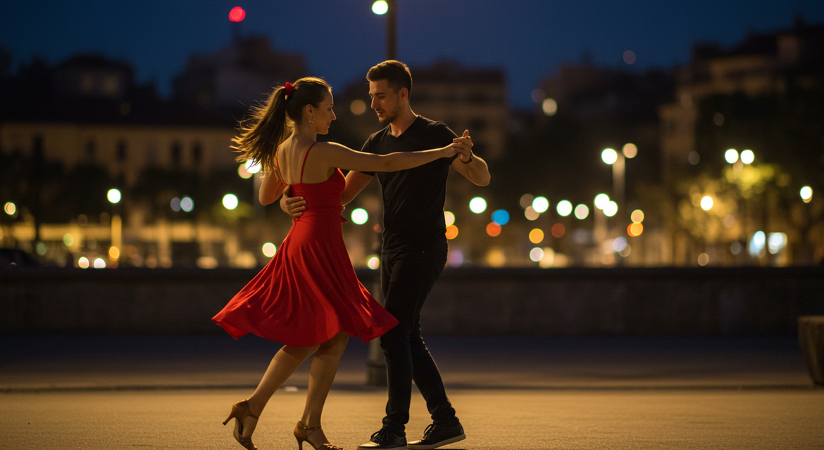 Una pareja bailando salsa